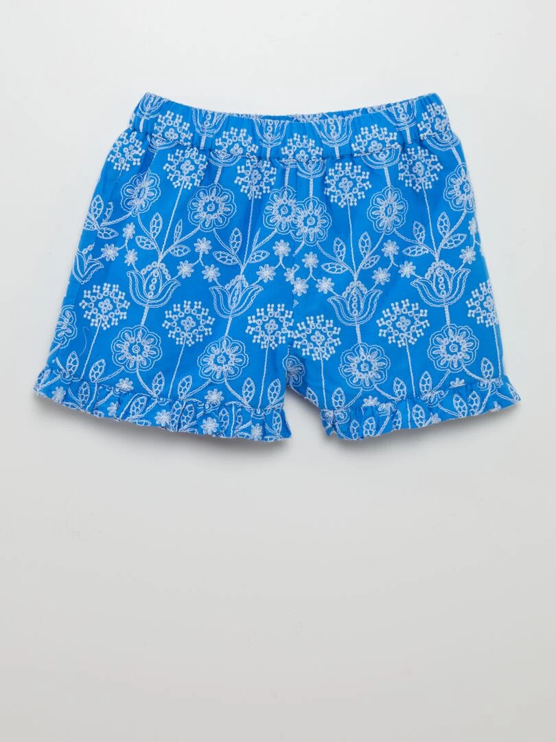 Short léger en broderie indienne Bleu