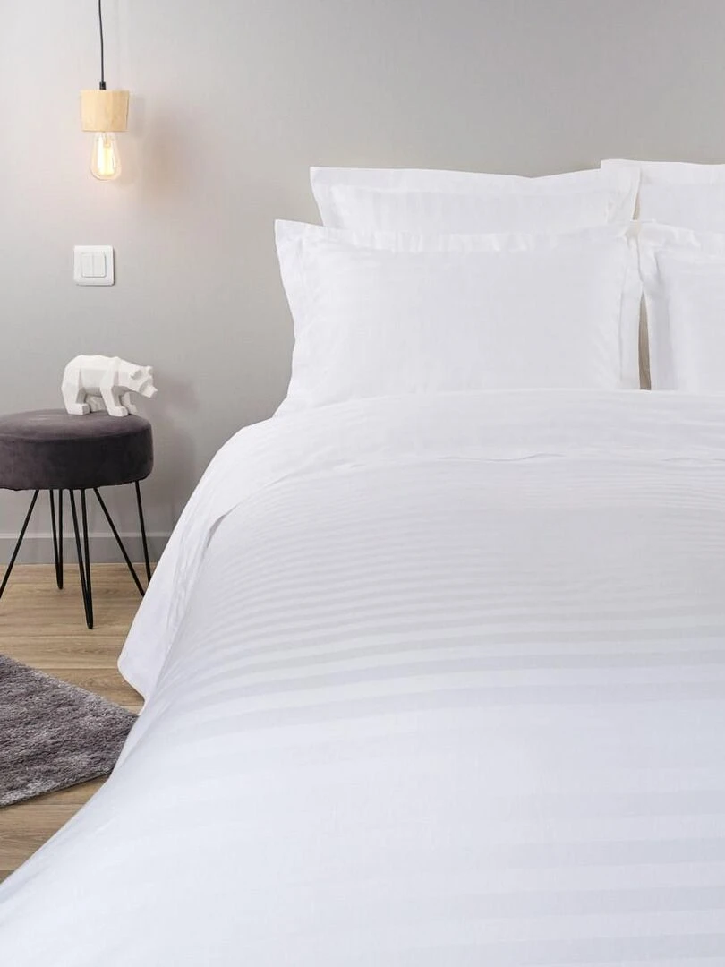 Drap plat coton bande satin 120 fils RÊVE   Blanc