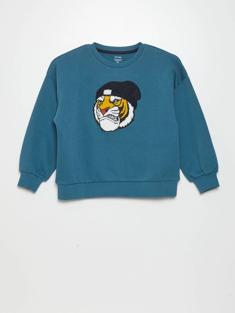 Sweat en molleton avec maille bouclette Bleu