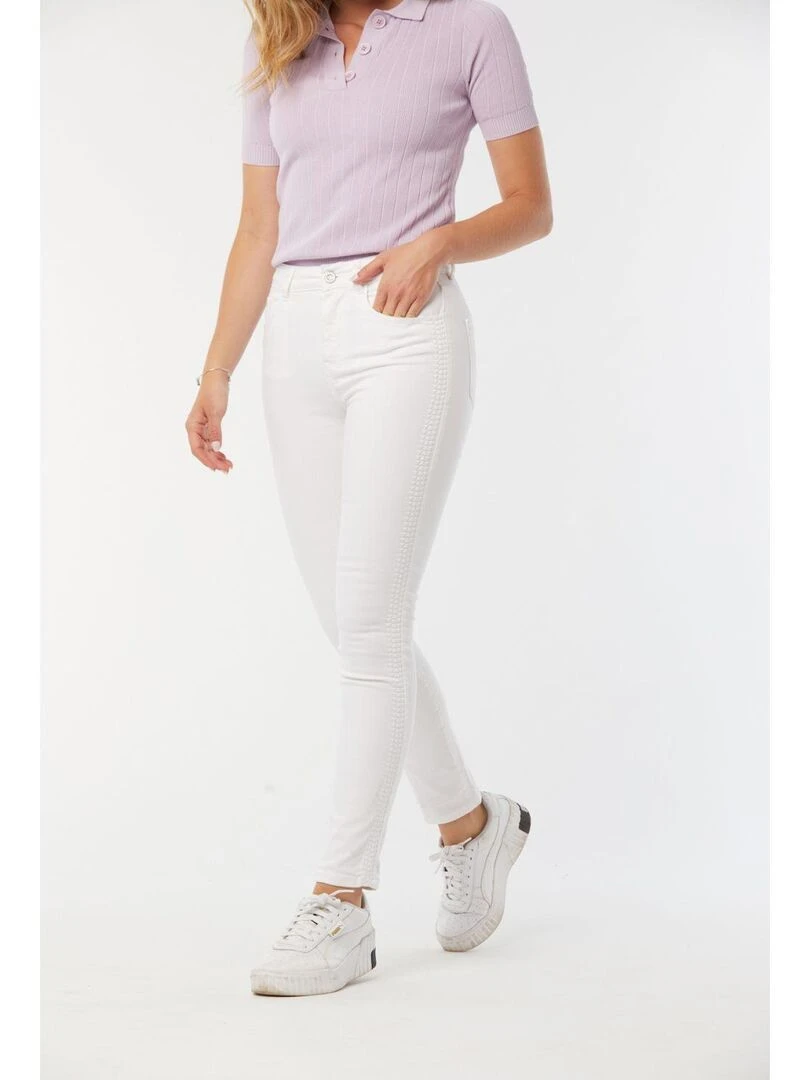 Lee Cooper   Pantalon coton slim LC135   Blanc
