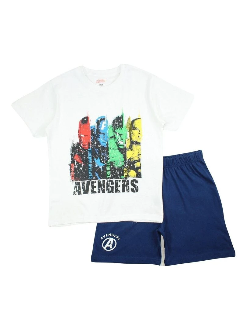 Avengers Ensemble T shirt short garçon Imprimé Avengers Blanc