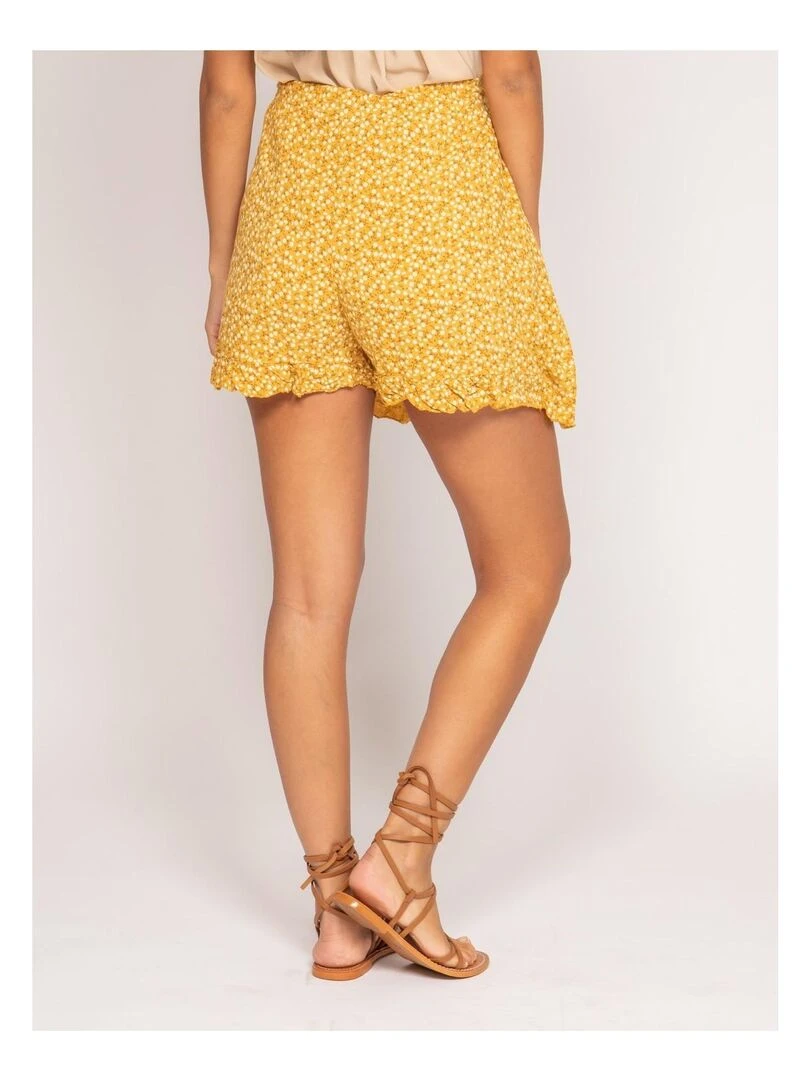 Jupe short motifs XYMESS Moutarde
