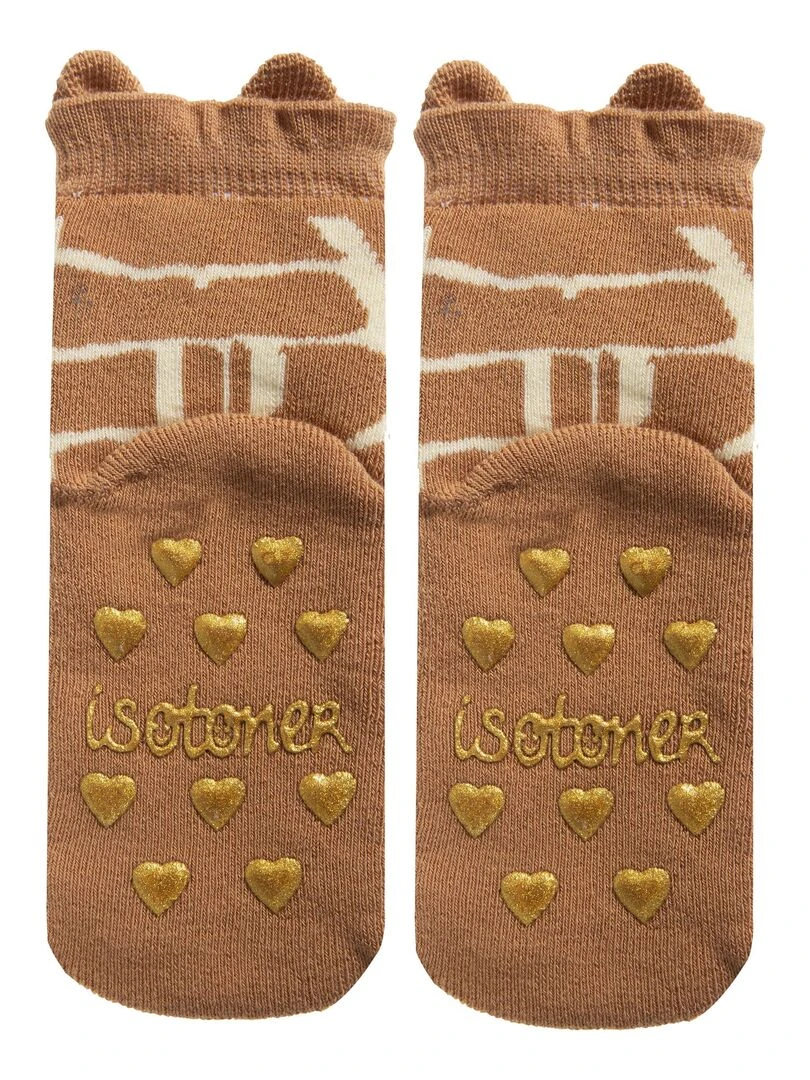 Chaussettes antidérapantes Girafe 19/26   Marron