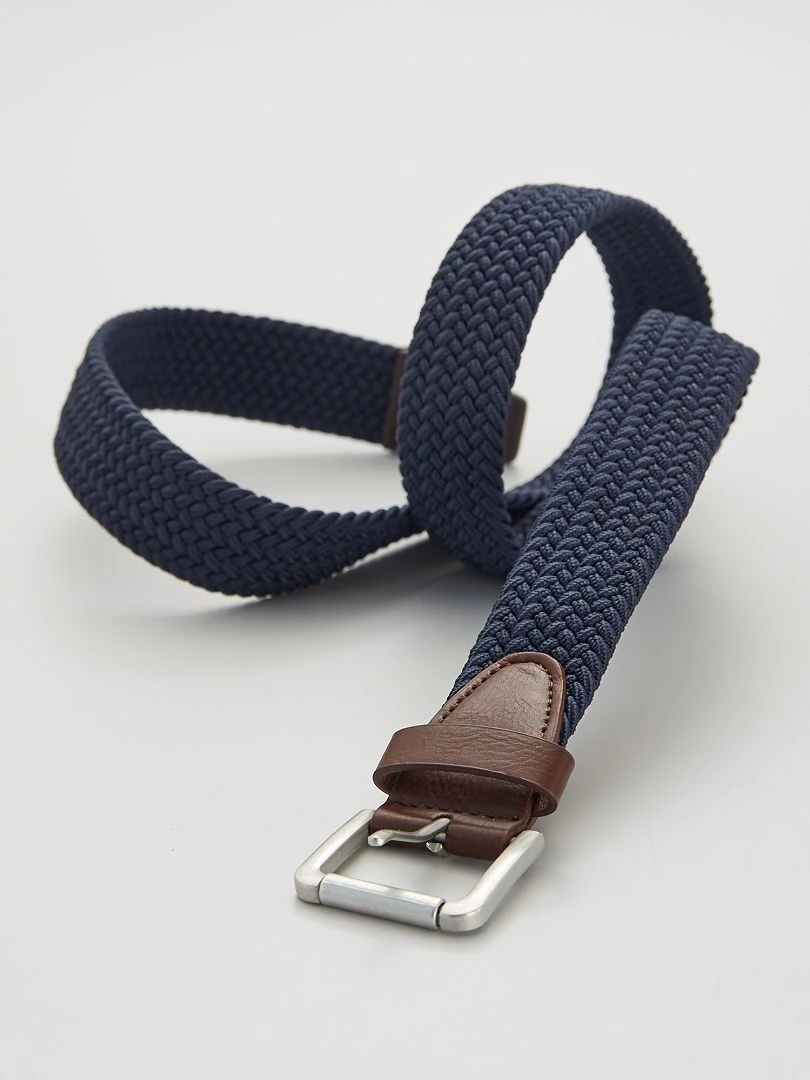 Ceinture tressée élastique bleu marine
