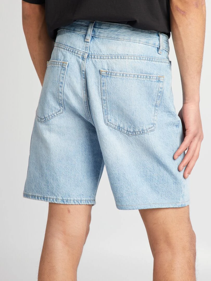 Short élastique en coton   Bleu