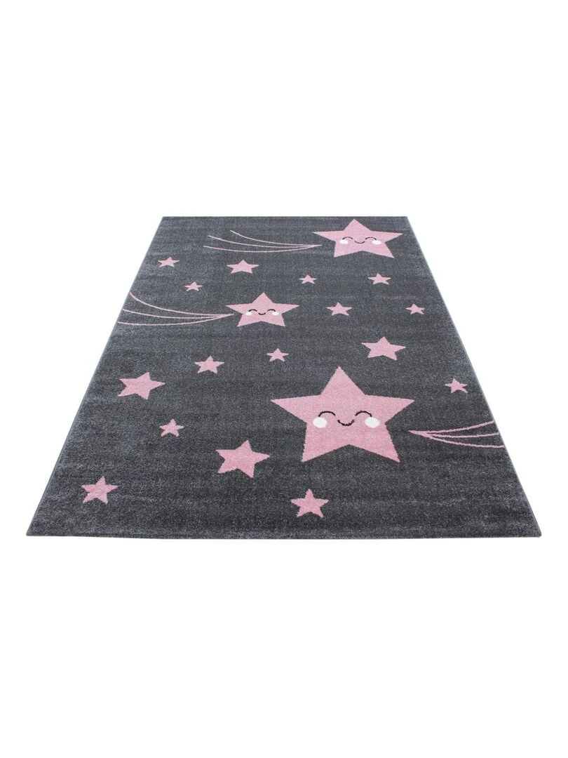 Tapis enfant KID'S STARS en polypropylène doux et soyeux OEKO TEX®   Rose