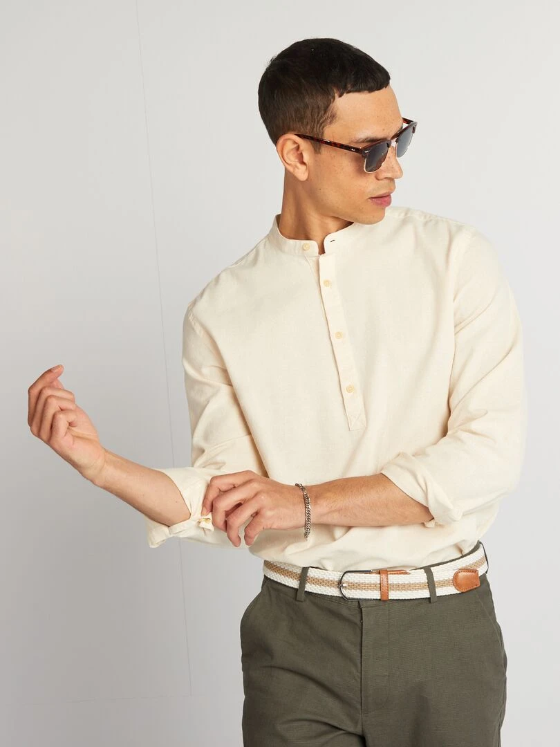 Chemisier à col tunisien undyed Blanc