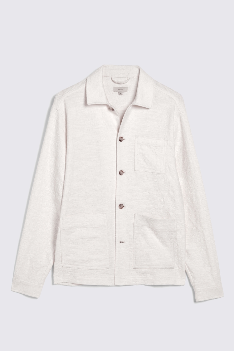 Off White Textured Chore Overshirt   Buy Online at Moss