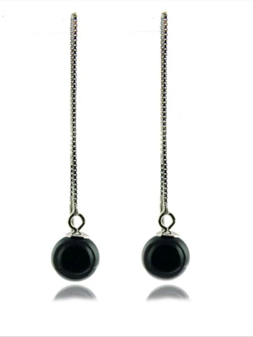 Boucles d'oreilles yedia en argent 925 et onyx rhodié Noir