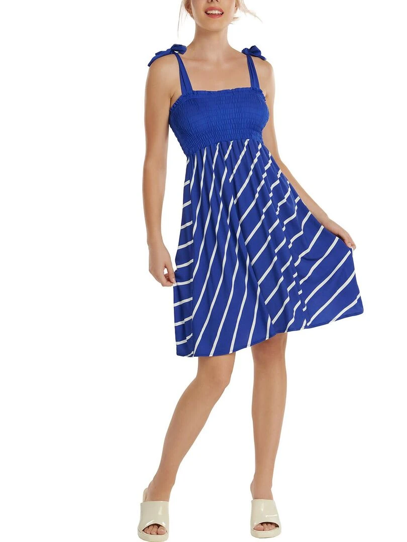 Robe estivale à bretelles Rhodes   Bleu