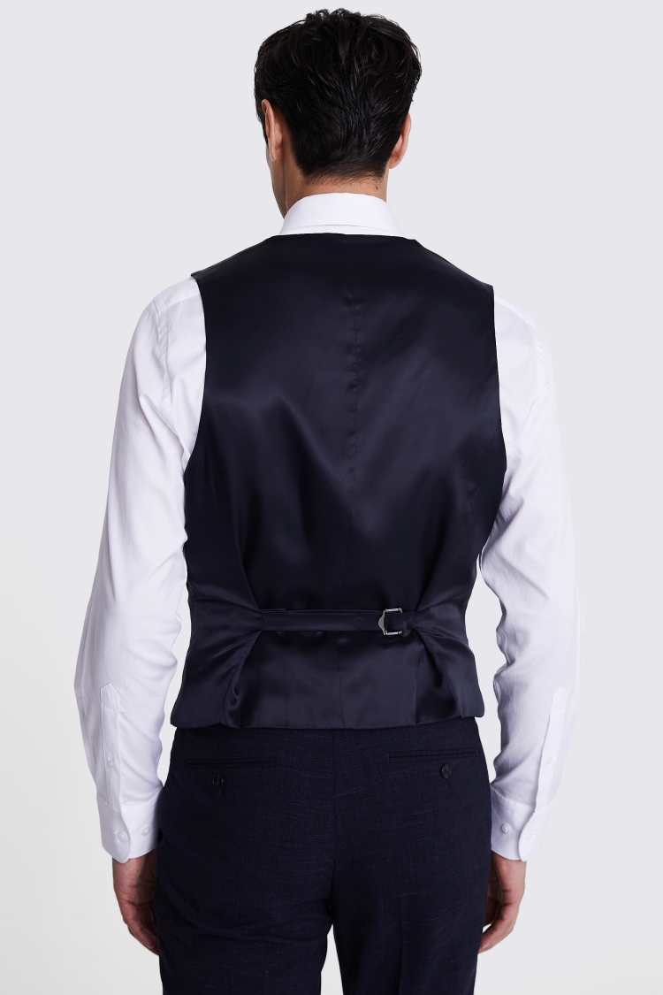 Italian Slim Fit Navy Check Waistcoat Buy Online at Moss