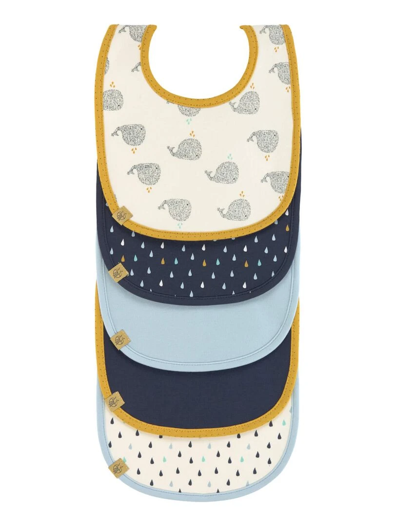 Lot de 5 bavoirs en éponge imperméable 3 18 mois Baleine Multicolore