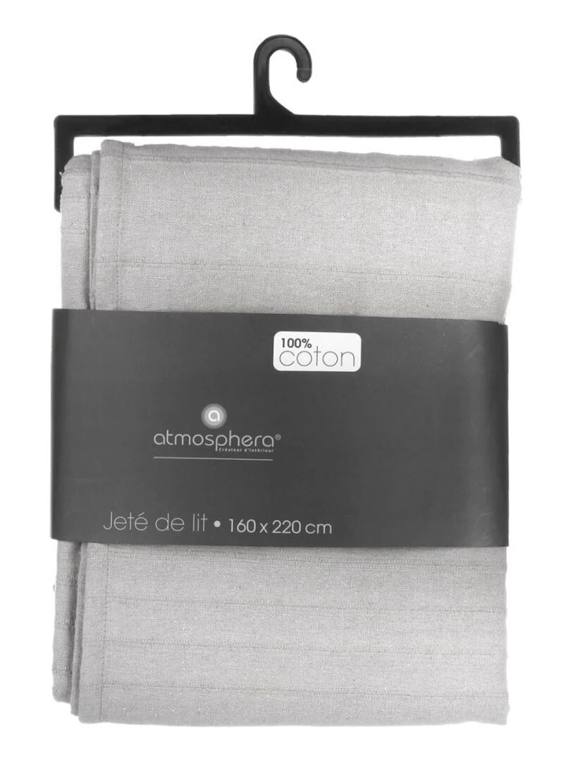 Jeté de lit 160x220 gris clair coton   Gris clair