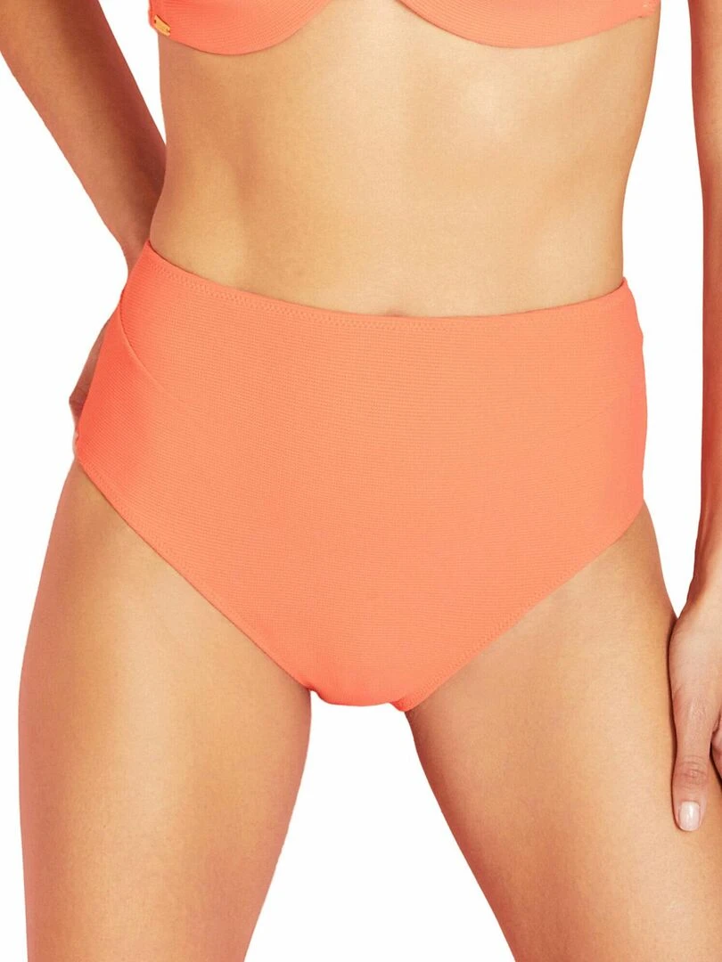 Bas maillot de bain slip taille haute Miami Orange corail