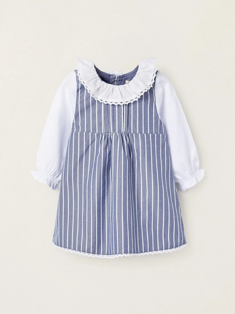Robe à Rayures pour Nouveau Né manches longues ATLANTIC COMPANY Bleu
