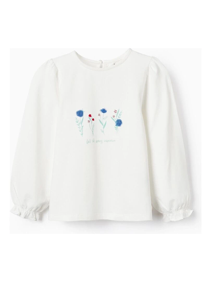 T shirt à manches longues pour fille 'Floral' manches longues SPRING BEGINS Blanc