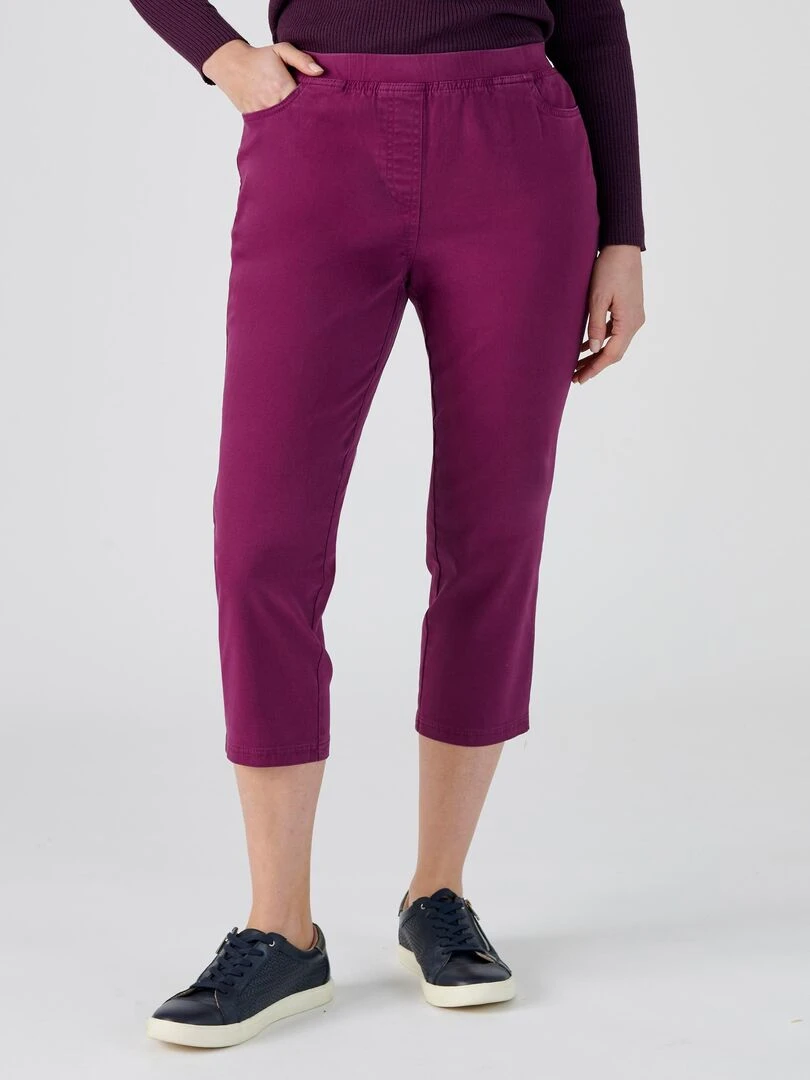 Pantacourt gabardine extensible Damart Violet foncé