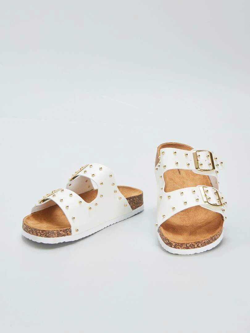 Mules avec brides cloutées   blanc