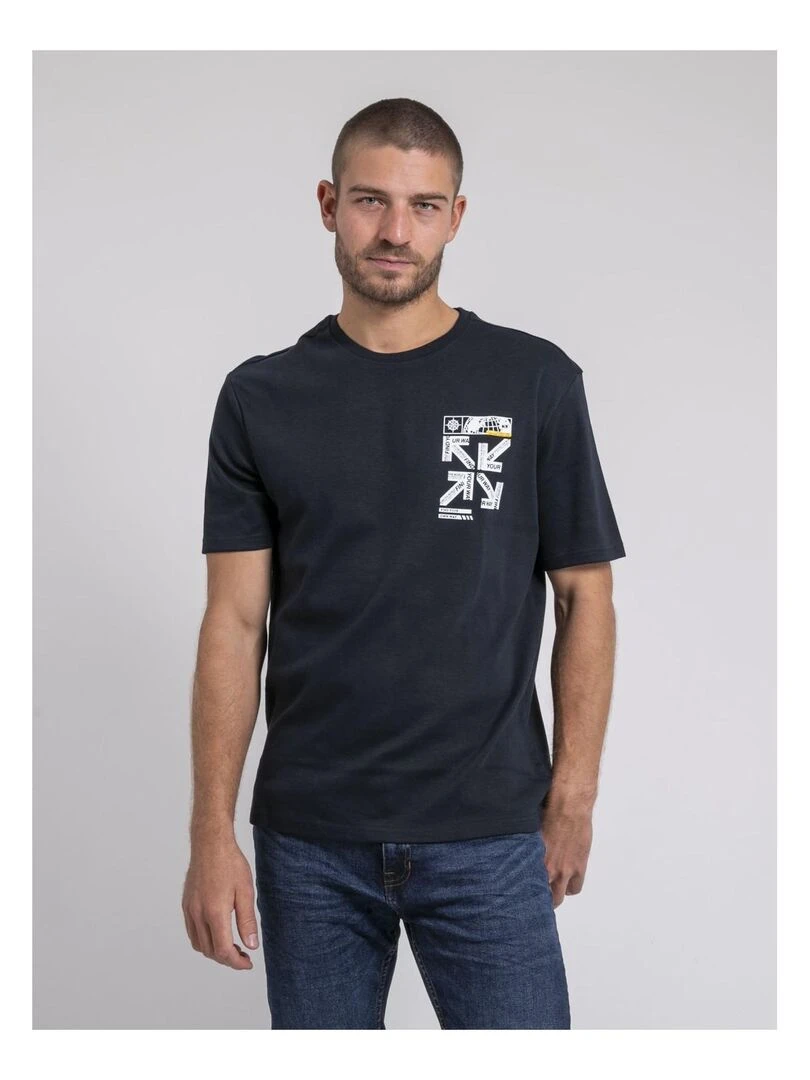 T shirt col rond oversize pur coton JOEDEN   Bleu marine