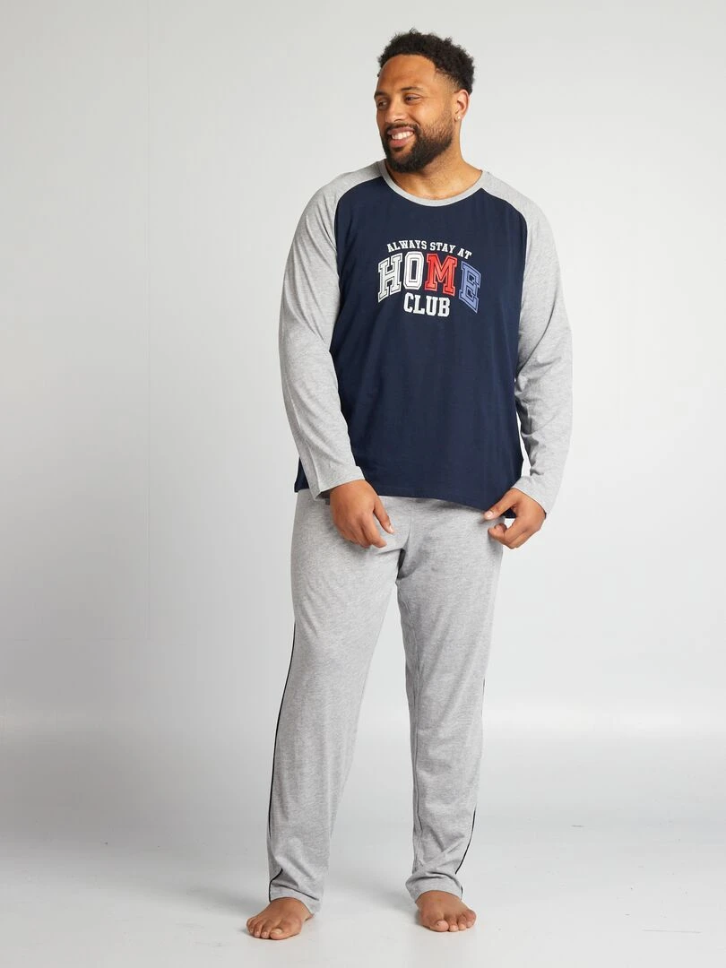 Pyjama court en jersey   Tee shirt + pantalon   2 pièces   Gris