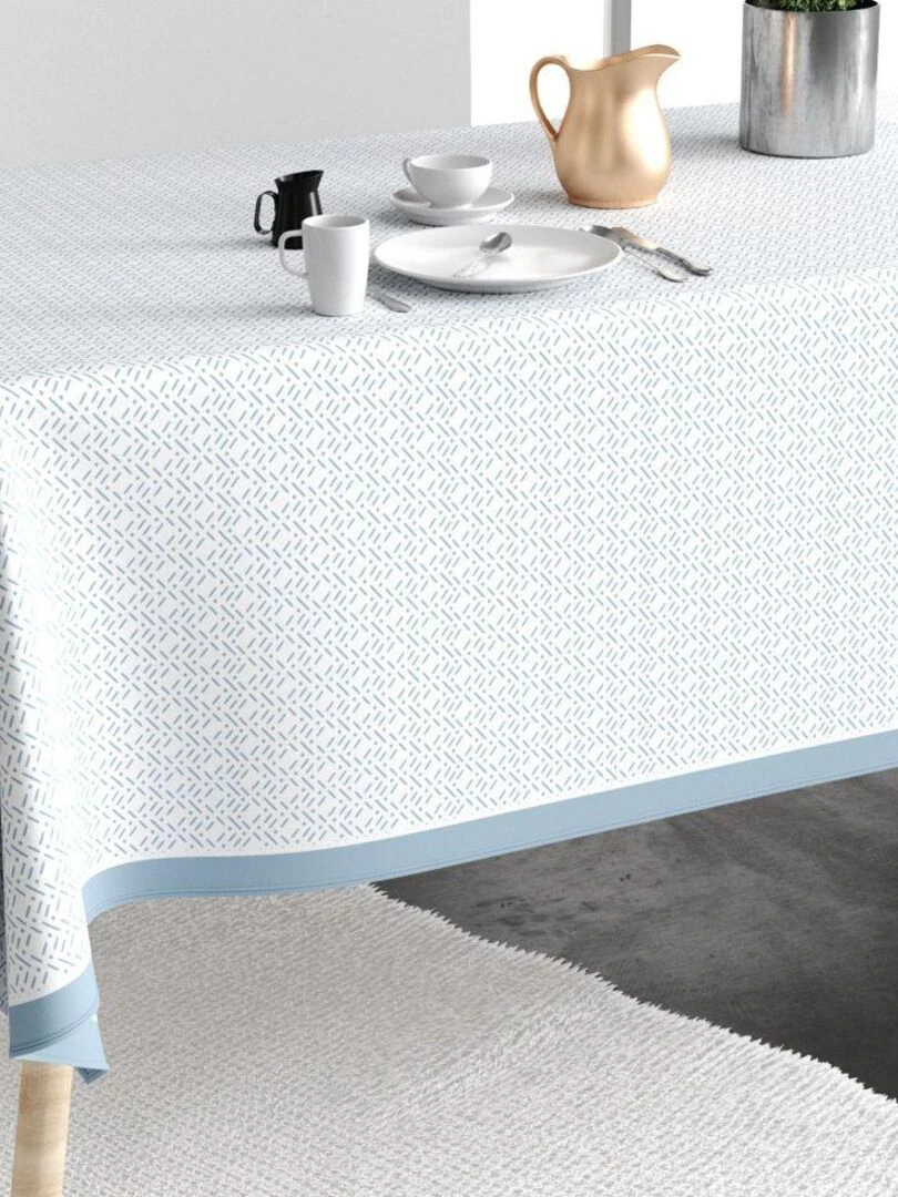 Nappe rectangulaire anti tache en Coton Barba Glace Bleu