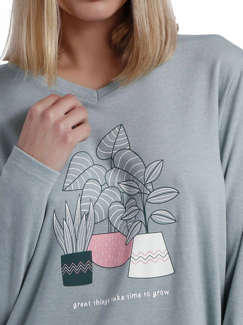 Pyjama pantalon top manches longues Time To Grow   Vert