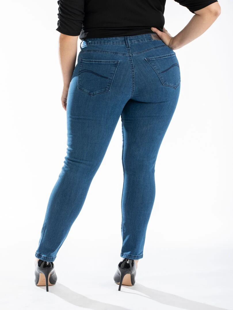 Jeans slim taille haute stretch OBS7 'OBER'   Bleu