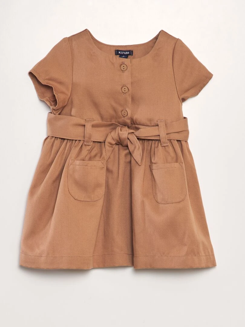 Robe en lyocell évasée Marron