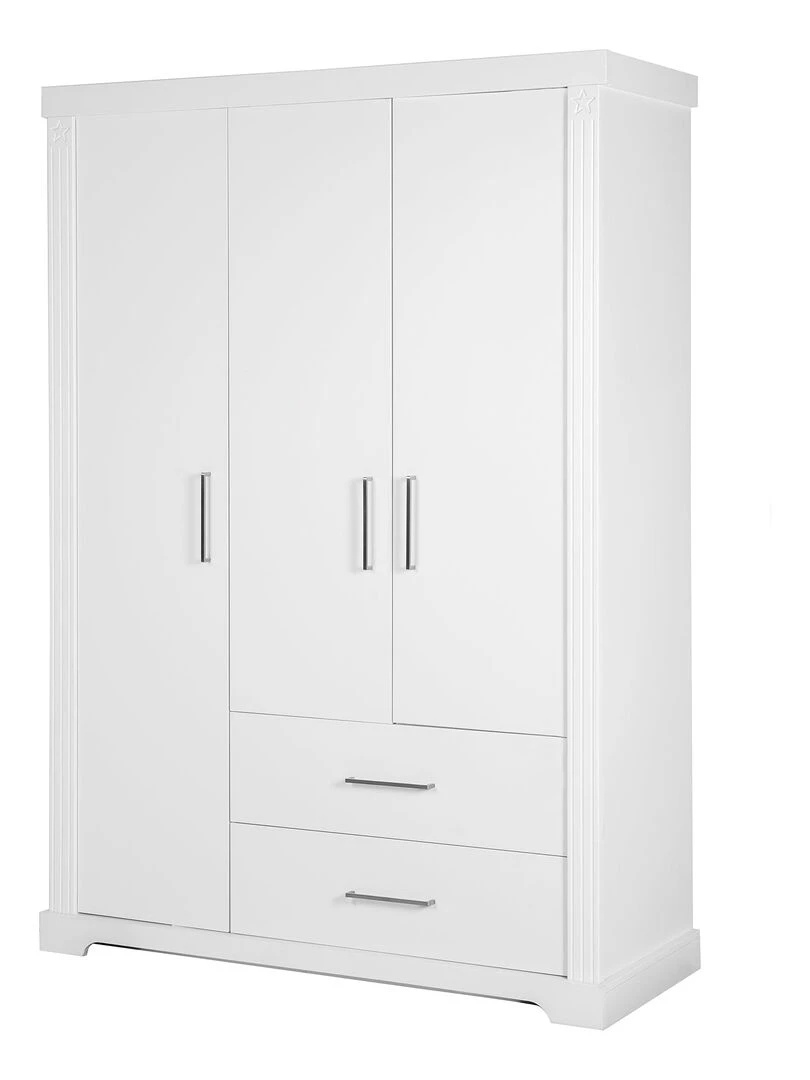 ROBA Armoire "Maxi" – 3 portes et 2 tiroirs – style maison de campagne Blanc