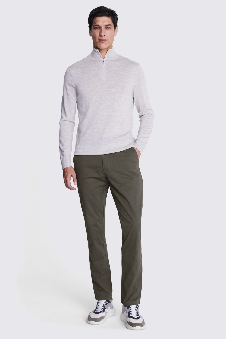 Tailored Fit Off White Stretch Chinos    Buy Online at Moss