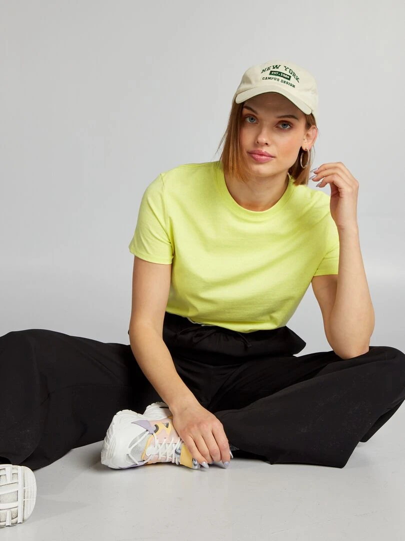 T shirt uni en jersey jaune pale