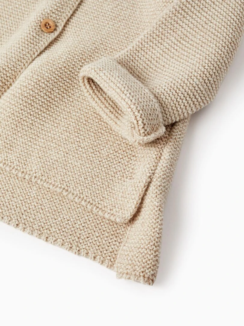 Manteau en Maille avec Capuche et Pompon pour Fille  SPRING BEGINS   Beige clair