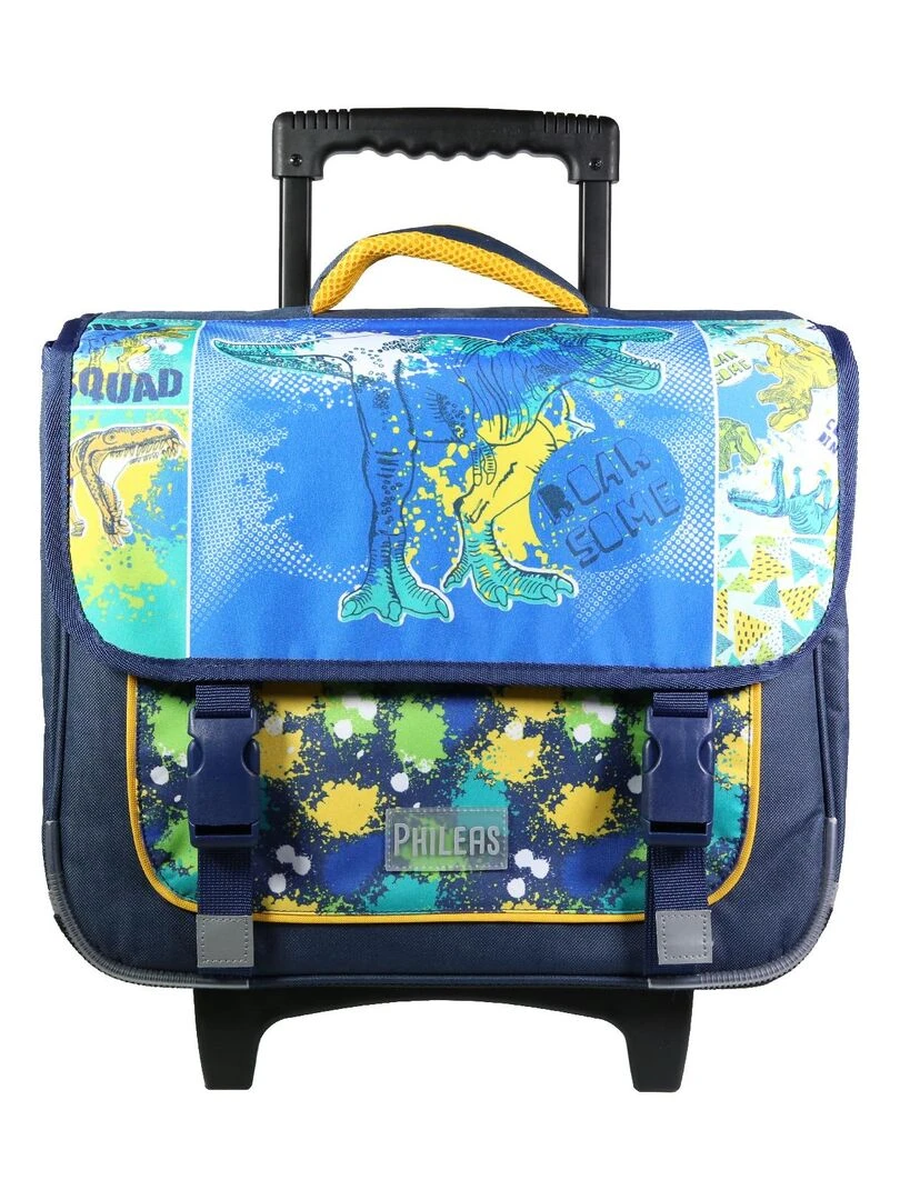 BAGTROTTER Cartable à roulettes 38 cm Phileas Bleu Dinosaure Bleu