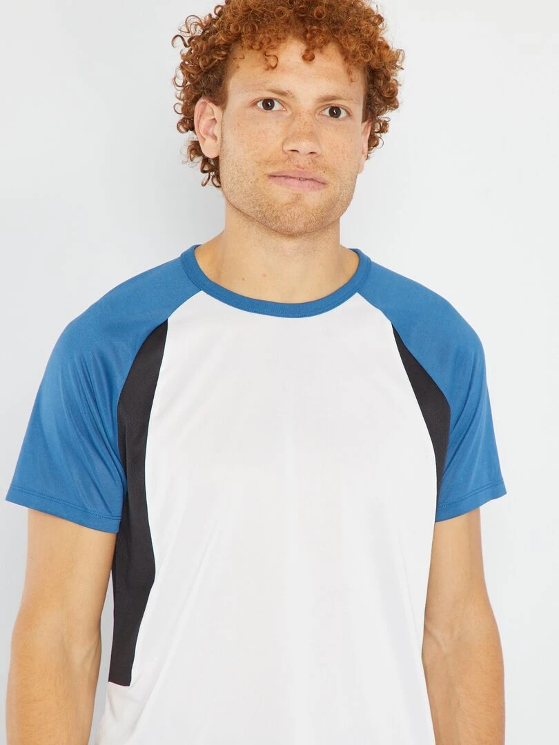T shirt de sport bi matière   blanc