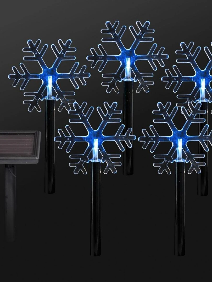5 Flocons solaire 5 LED Bleu