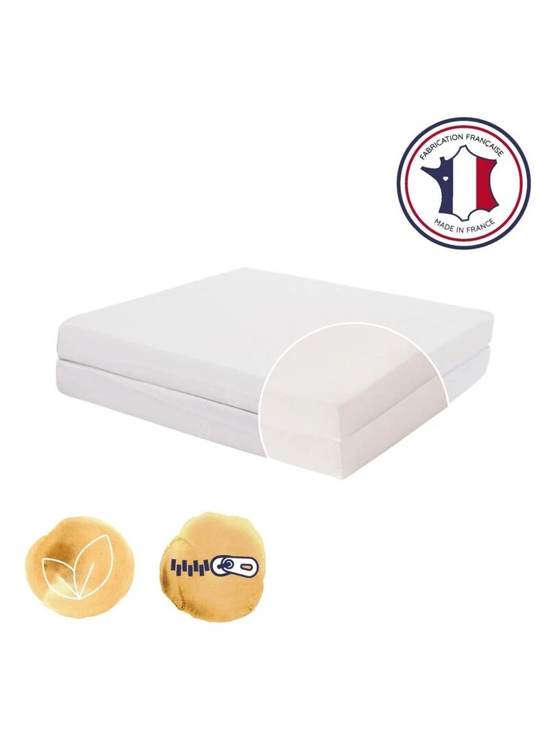 Matelas Bébé Pliant 2 Parties Essentiel 60 cm x 120 cm x 7 cm Blanc
