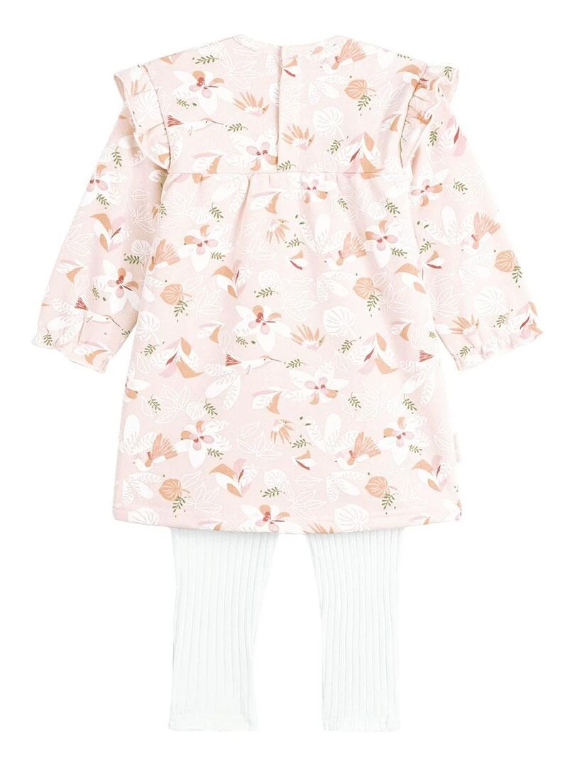 Ensemble bébé robe en molleton et legging Kalaoupe Rose