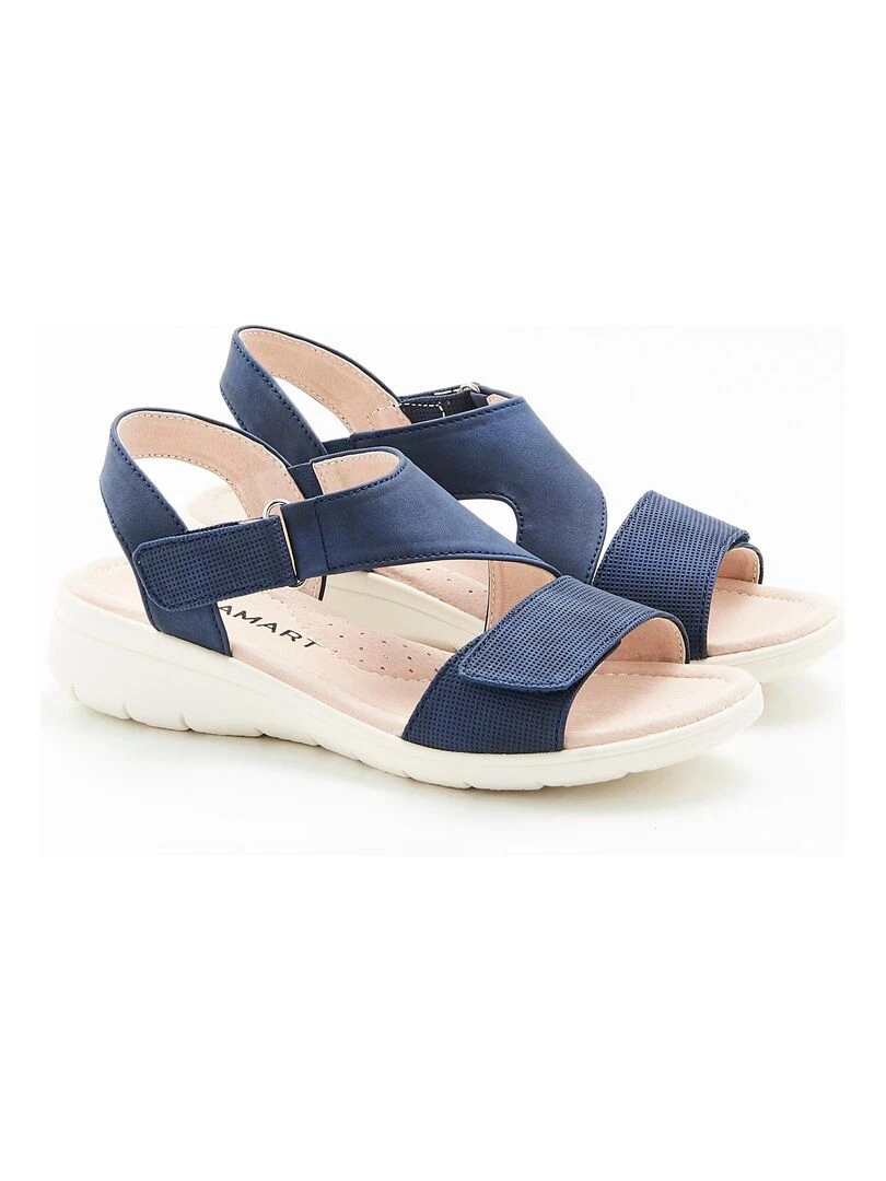 Sandales compensées ouverture totale Damart Bleu marine
