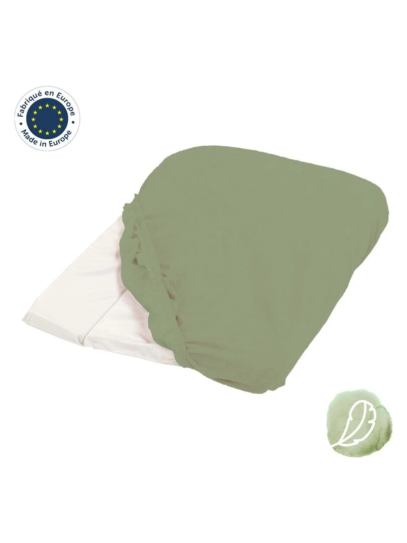 Candide   Housse de matelas à langer kaki éponge 50x75cm   Kaki