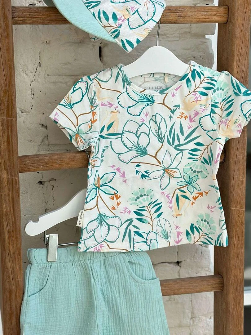 T shirt bébé à manches courtes Patroika   Ecru