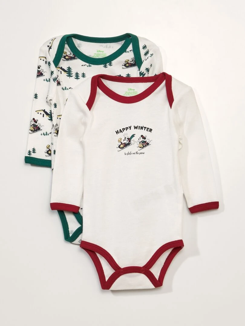 Lot de 2 bodies 'Mickey' Blanc/rouge/vert