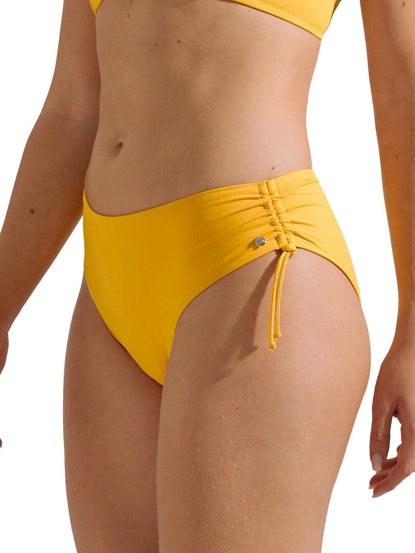 Bas maillot slip de bain taille haute côtés réglables Palma   Jaune