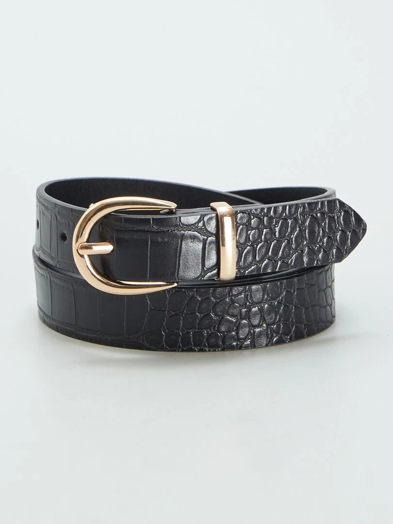 Ceinture basique effet croco Noir