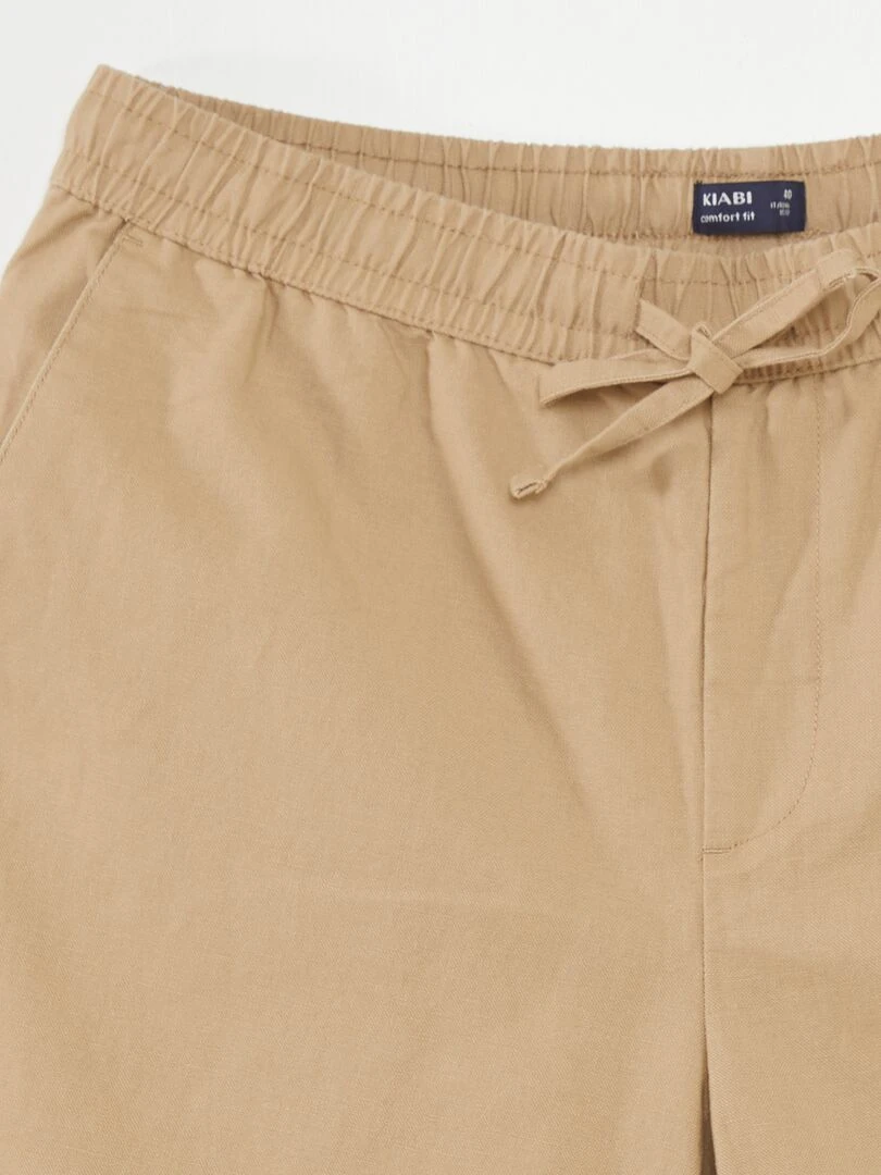 Bermuda chino large avec lin   Beige