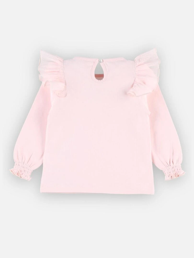 Blouse maille longues manches à volants clair Noukie's Rose