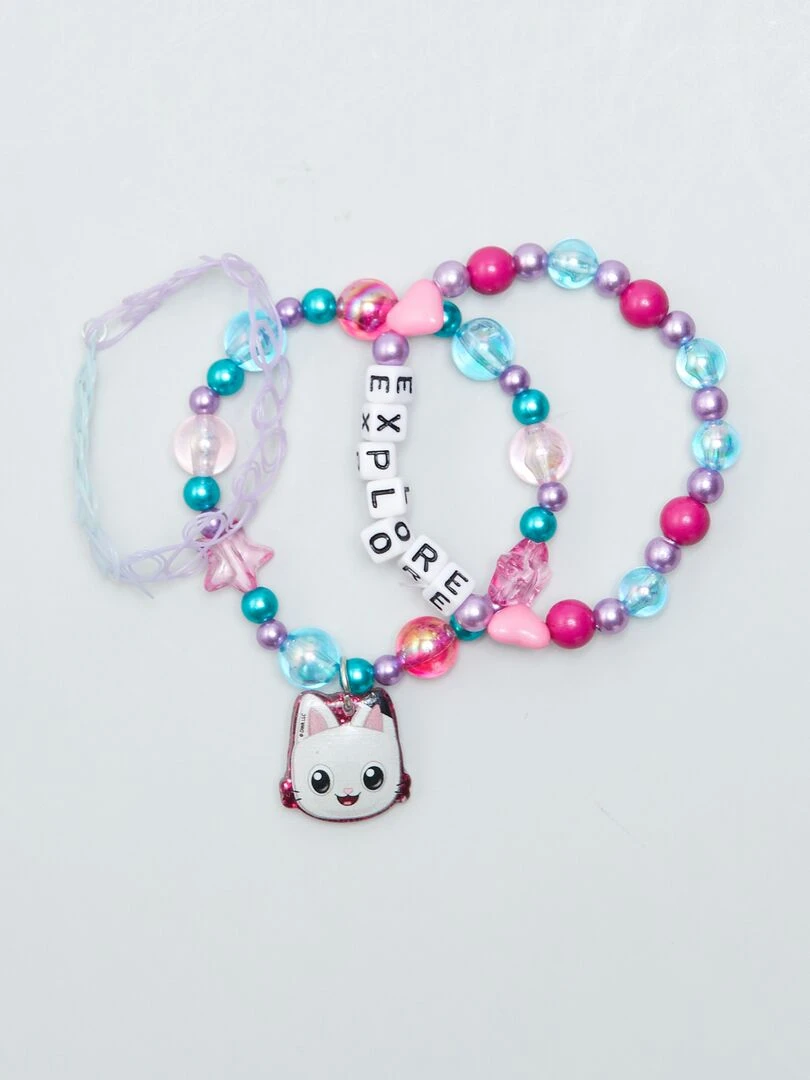 Lot de 3 bracelets Blanc/rose
