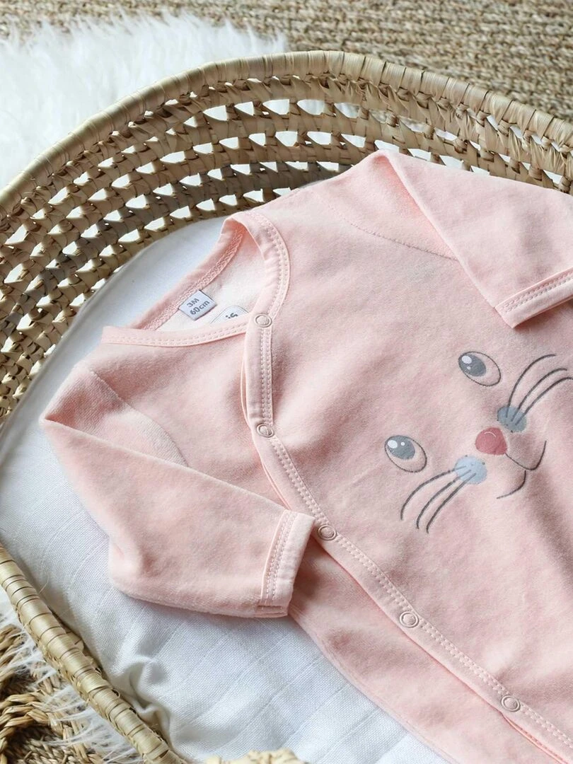 Pyjama naissance en velours   Rose