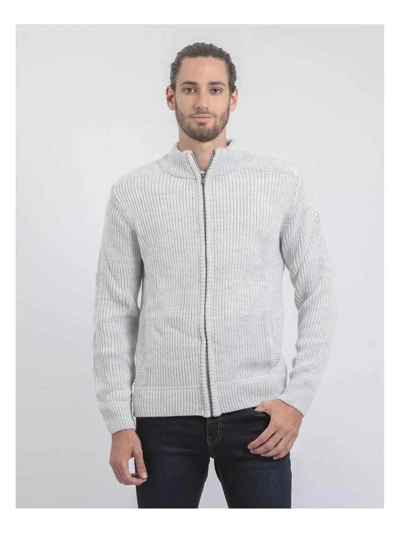 Gilet zippé col montant LACHILI Gris clair