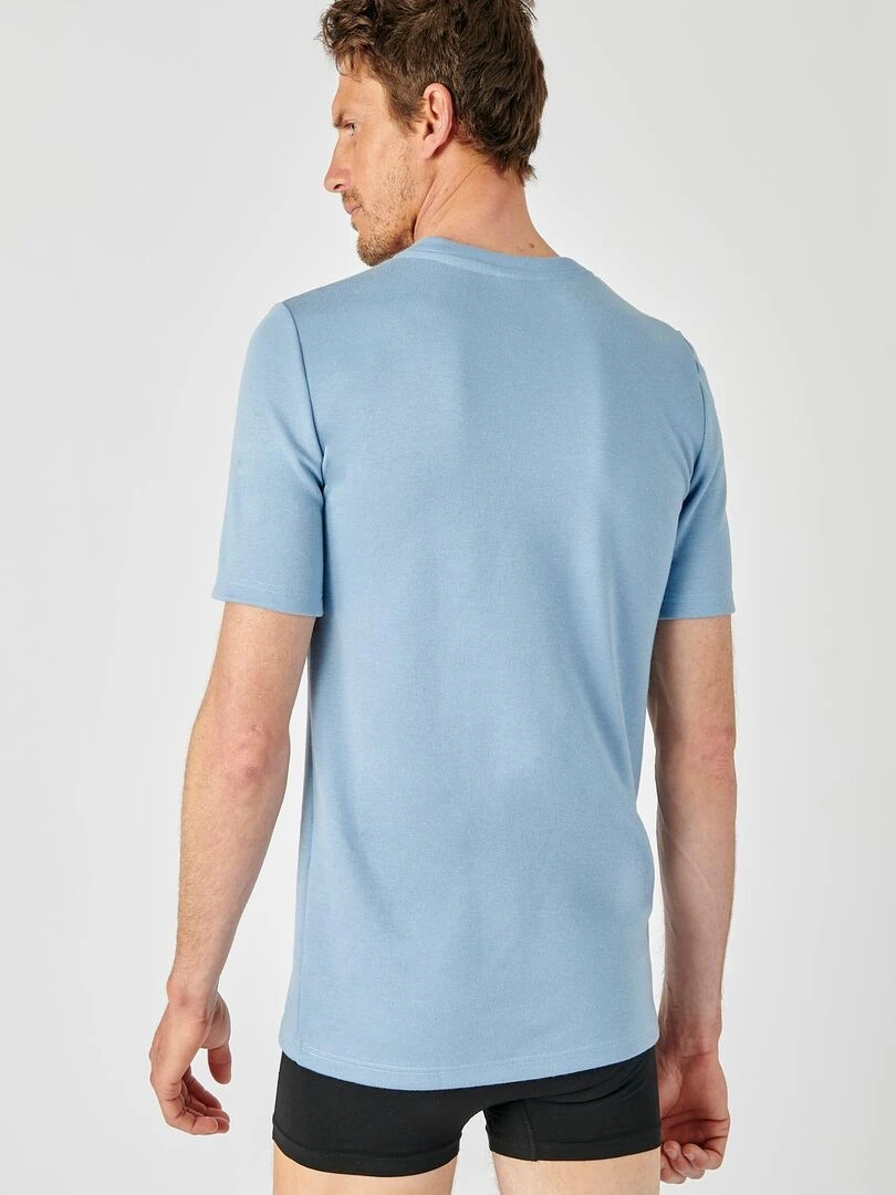 T shirt double face col V Thermolactyl   Damart   Bleu gris