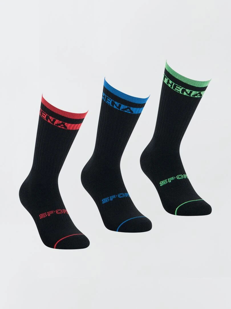 Lot de 3 paires de chaussettes mi hautes 'Athena' Noir